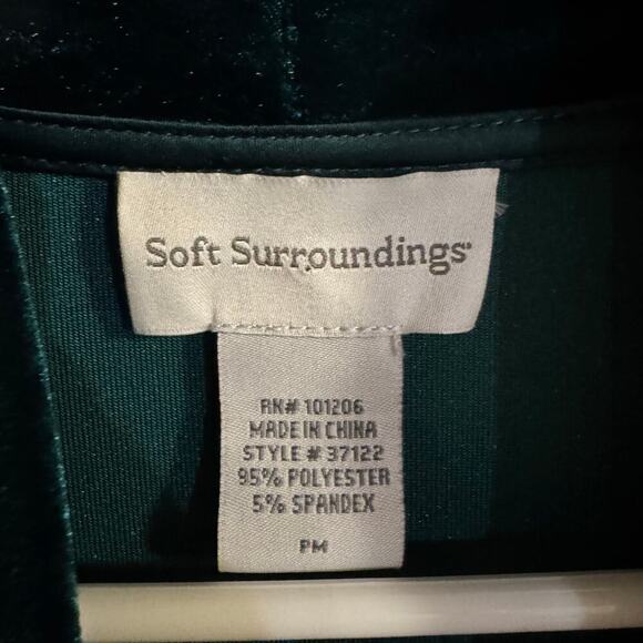 Soft Surroundings Green Velvet Cowl Neck Tunic Asymmetrical Size Medium Petite - Picture 5 of 5